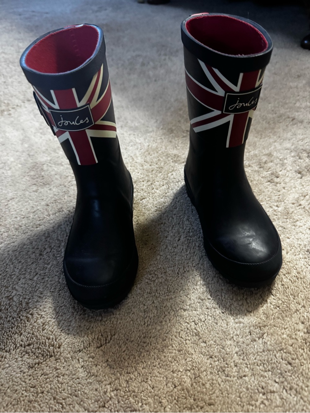 Joules Navy Kids' Rain Boots with Red & White Union Jack